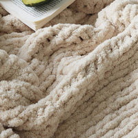 Ultra-Soft Chenille Ribbed Plush Throw Blanket