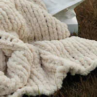 Ultra-Soft Chenille Ribbed Plush Throw Blanket