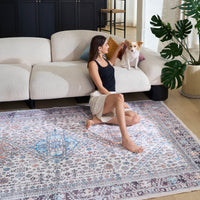 Easy Clean Rug Moroccan Boho Style Spillproof Pet Friendly Area Rug