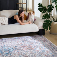 Easy Clean Rug Moroccan Boho Style Spillproof Pet Friendly Area Rug