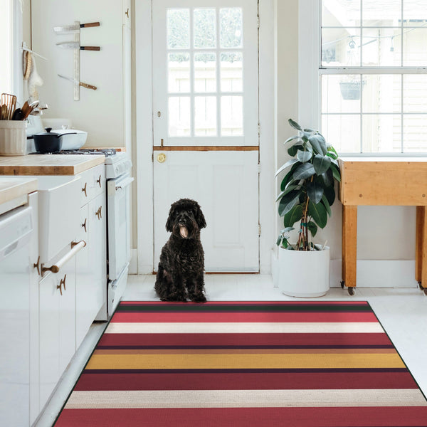 Easy Clean Rug Vintage Stripes Pet Friendly Runner Rug