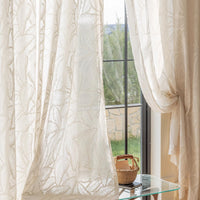 Whispering Leaf Subtle Textured Sheer Curtain